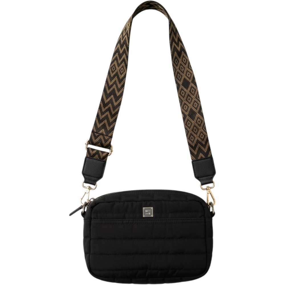 Think Royln Bum Bag Black Quilted Puffer Crossbody Geometric Strap